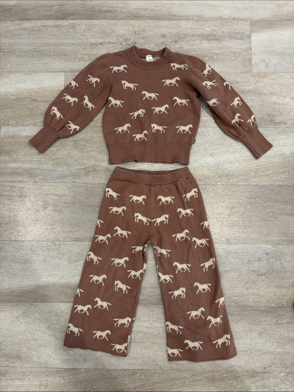 Girls Two-Piece Horse Knit Set